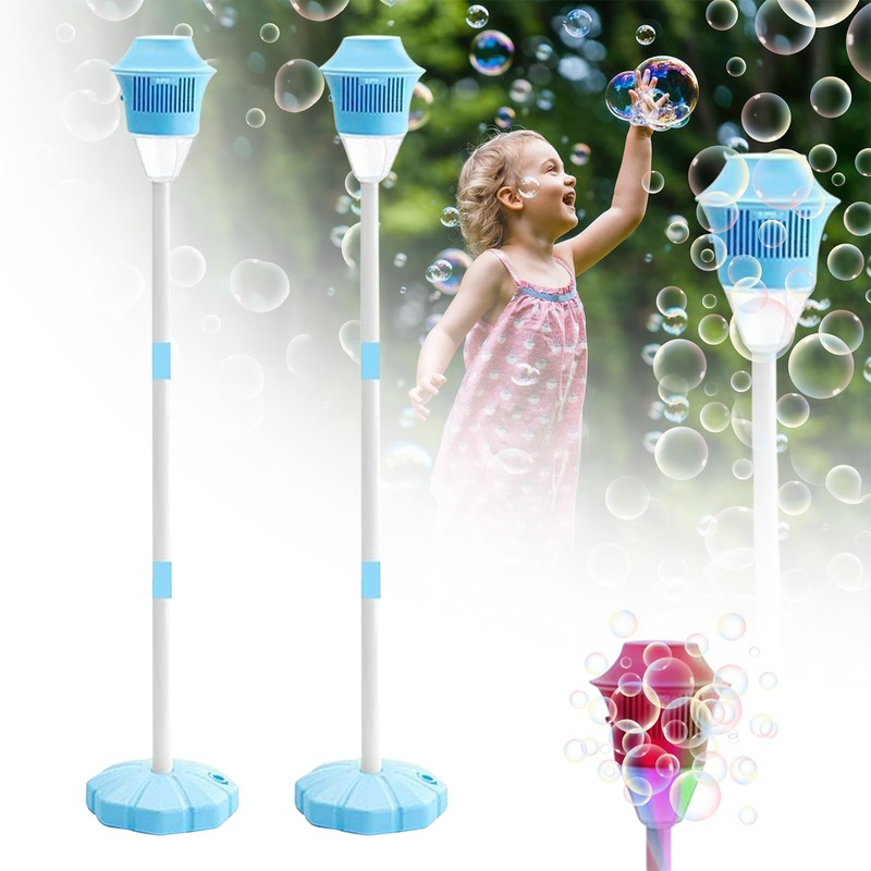 Bubble Torch Garden Lamp, Standing Automatic Bubble Maker With Lights, Adjustable Height & Detachable Base, Indoor Outdoor Bubbl