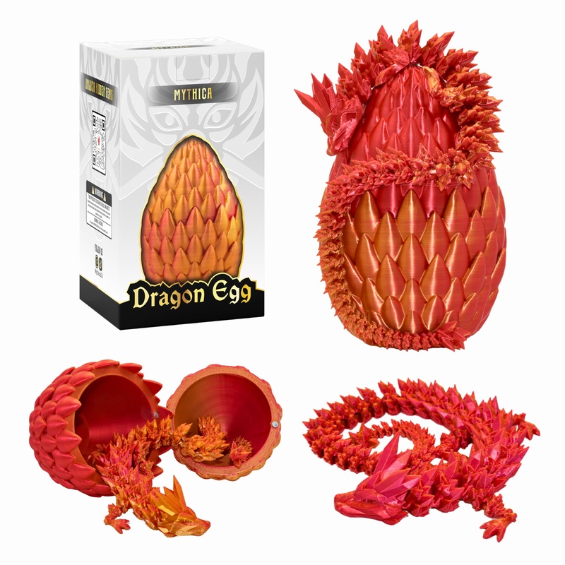 Bvgme 3D Printed Dragon Egg Fidget Toy For Adhd, Autism, Anxiety & Stress Relief (Red)