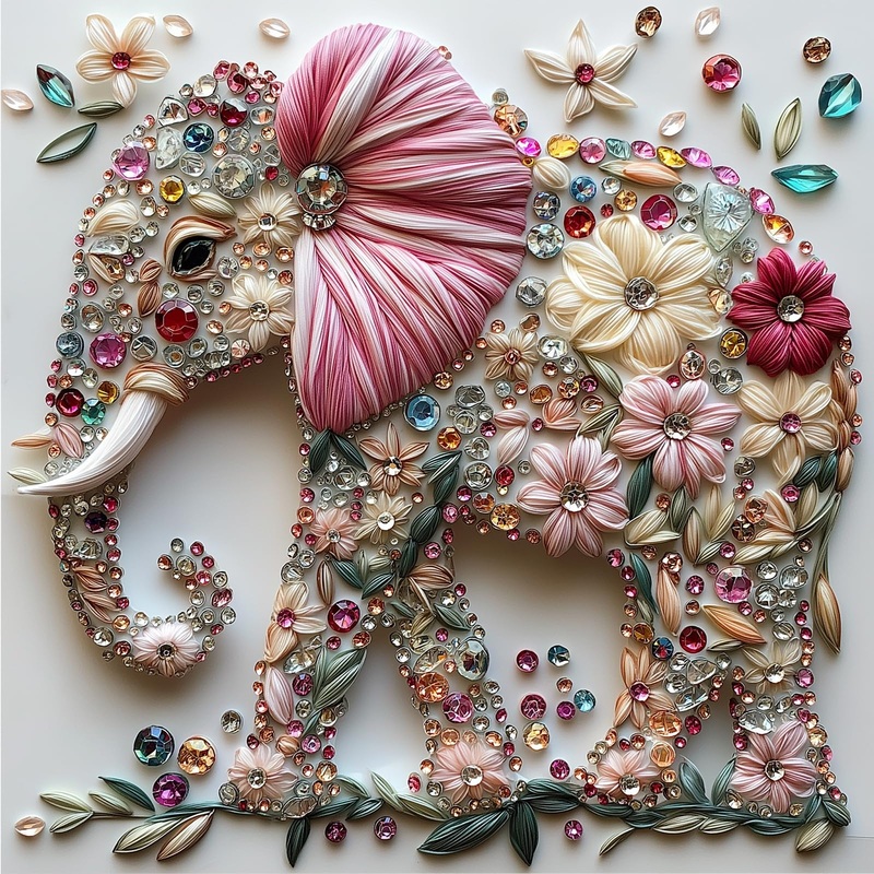 Elephant Jigsaw Puzzles For Adults 500 Pieces Colorful Crystal Flower Puzzles Beautiful Diamond Art Puzzle Difficult Unique Fami