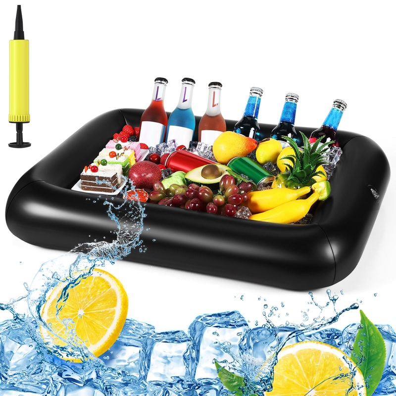 Filltouch Rectangular Inflatable Serving Bar Floating Drink Holder For Pool Inflatable Cup Holders Hot Tub Accessories For Adult
