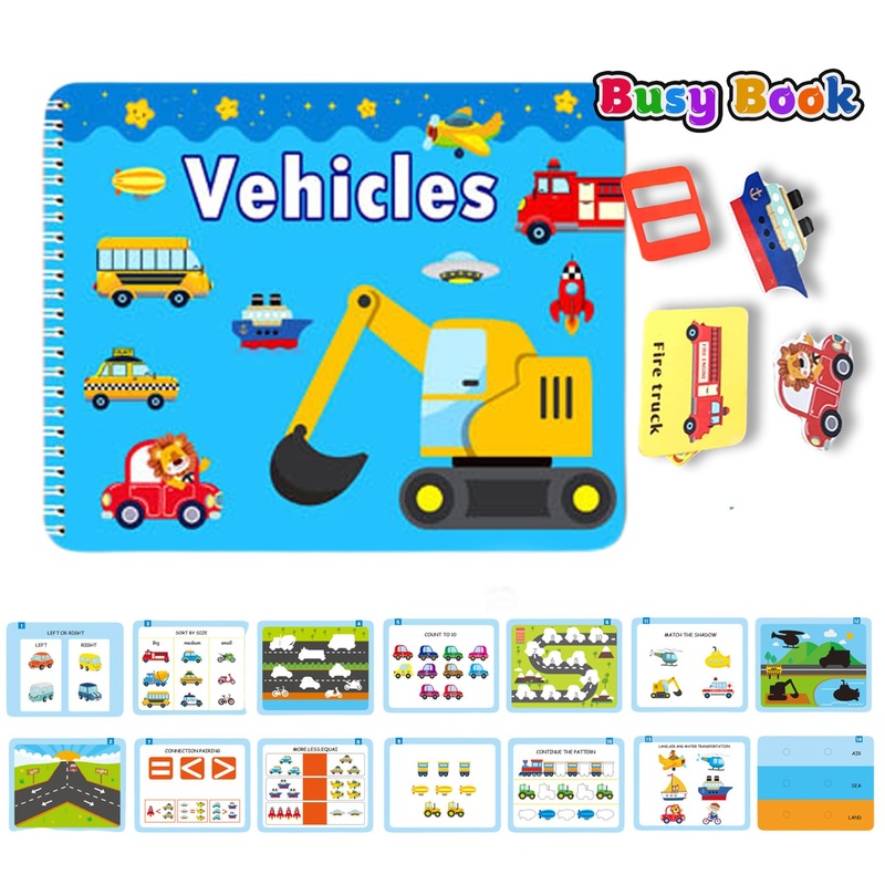 Flybean Busy Book For Toddler 3-5, Preschool Learning Activity Toys, Montessori Quiet Book, Sticker Books, Educational Gift Trav