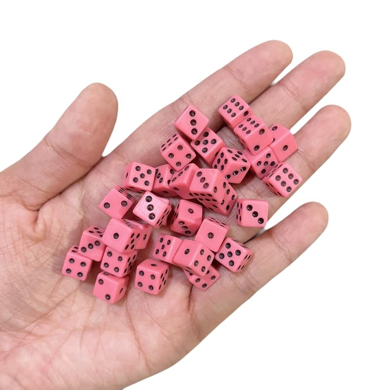 Games Set Of 100 Pcs Black 8Mm Six Sided D6 Small Square Dice With White Dots (Rose Red)
