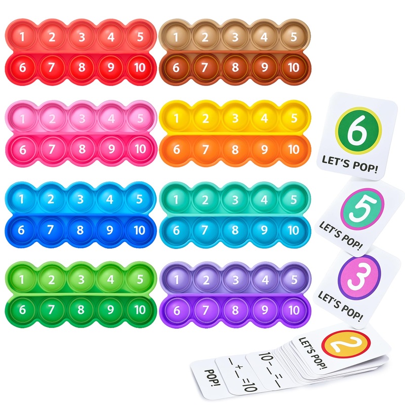 Joycat Ten-Frame Pop Fidget Toys-Math Manipulative For Elementary-8 Ten Frames And 20 Task Cards Math Counting Games With Popper
