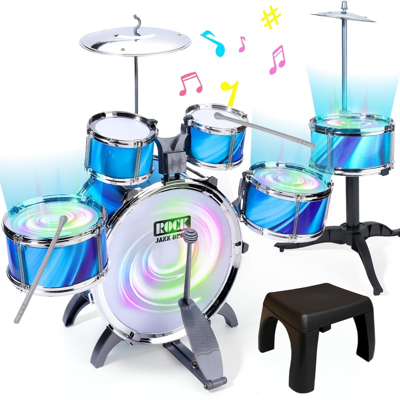 Kids Drum Set For Toddlers 1-3 With Upgraded Chair, Drum Set For Kids Age 3-5, Musical Toys For Boys Girls, Birthday Gifts For K