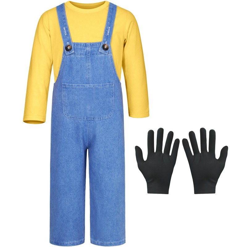 Mavoka Kids Costume For Boys Shirt Overalls Glove Halloween Party Cosplay 2-3T Yellow