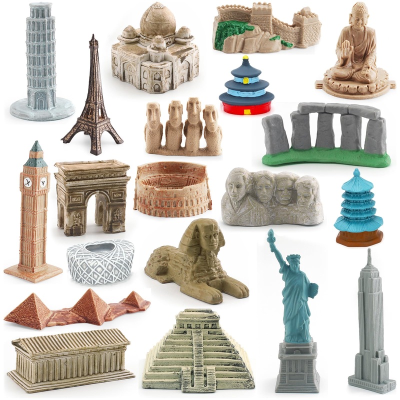Onest 14 Pieces Mini Egyptian Figurine Playsets Famous Architecture Figurines Toys For Boys And Girls