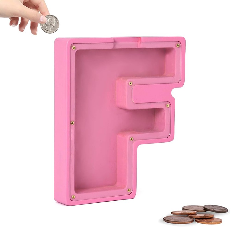 Personalized Wooden Letter Piggy Bank – Alphabet Coin Storage Tank Gift For Kids