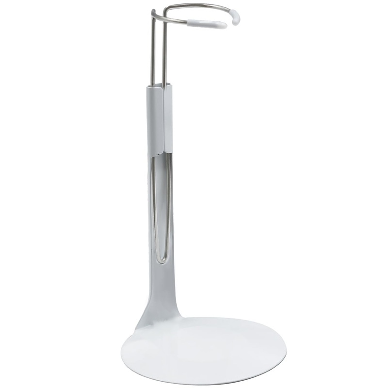 Upvolcora White Adjustable Dolls Stands Display Holder, 8” To 12” Dolls Or Action Figures Shelf, Waist Is 2 To 2.5 Inches Wide