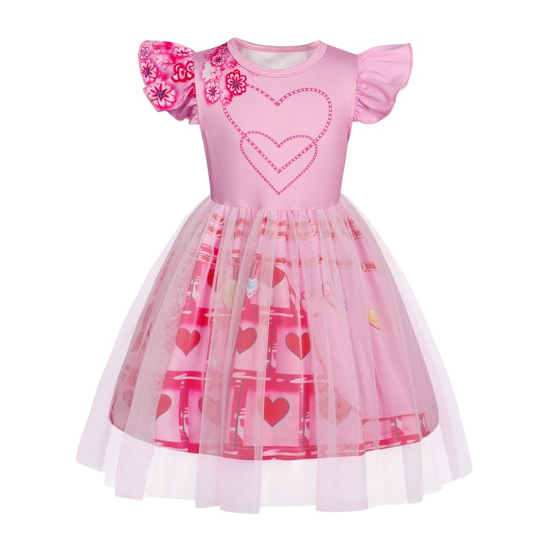Wonderbabe Girls Costume Kids Pink Dress Younger Queen Of Heart Cosplay Outfit Princess Halloween Costumes Size 9-10