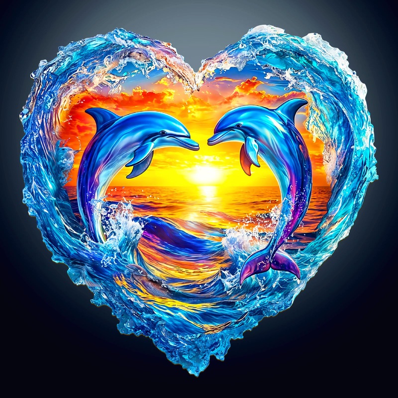 Wooden Puzzles For Adults, Unique Animal Shaped Heartfelt Dolphins Adult Puzzle, 3D Vision Wooden Jigsaw Puzzles Adult, Challeng