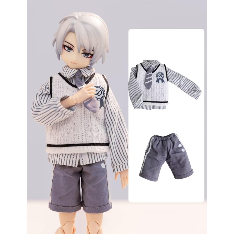 Ymy23 Ymy25 Ob22 Ob24 Doll Clothes Shirt Tie Waistcoat Boys Uniform Set Doll Body Clothes Blythe (Curry)