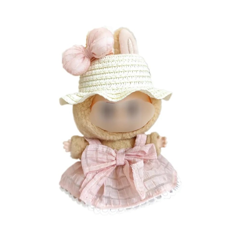 15Cm-17Cm Doll Clothes Suitable For Labubu 17Cm 15Cm Dolls Accessories Sitting No Doll Only Clothes 1Dress+1Hat+1Flower Hairbin