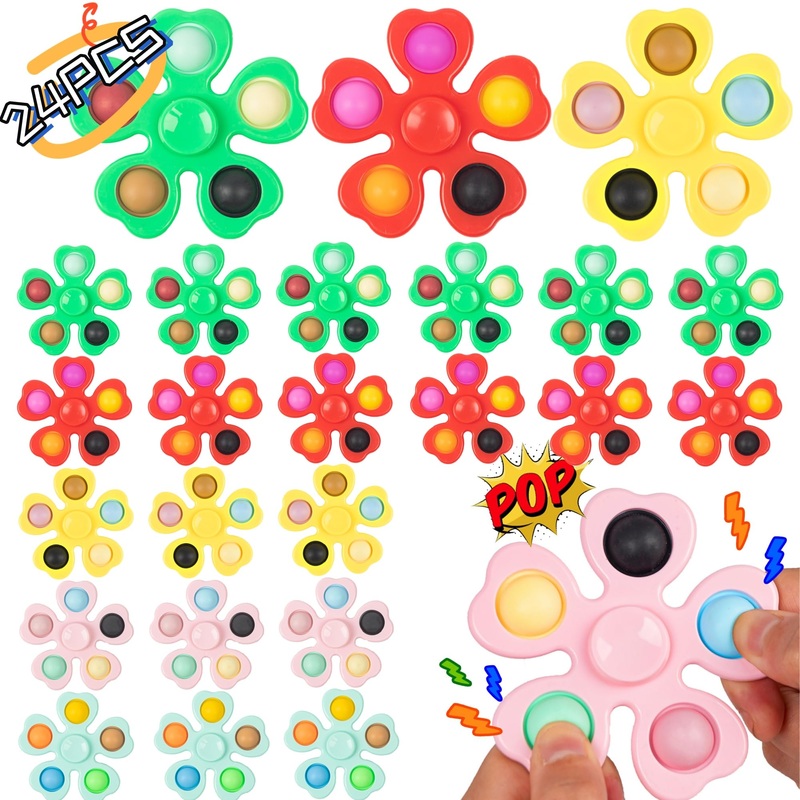 24 Pcs Fidget Spinners Bulk-Mini Pop Bubble Fidget Spinner Toys For Kids Teens Adults Party Favors Games,Birthday Return Gifts G