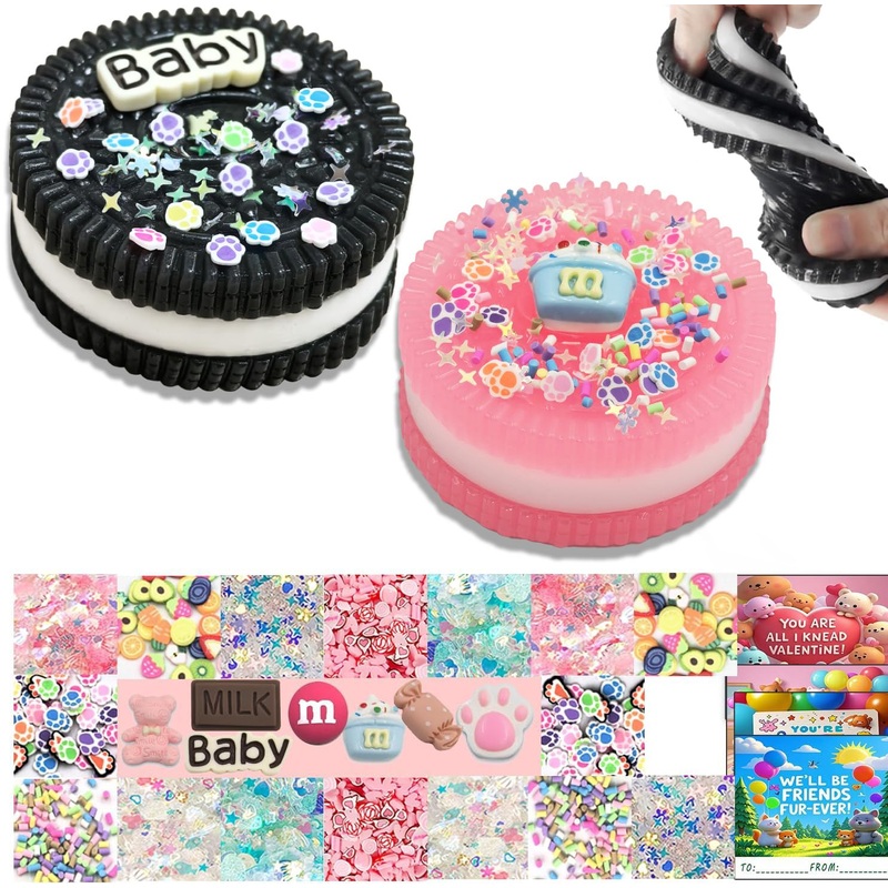 2Pack Big Cookie Squishy, Cute Dessert Cookie Shape Kawaii Mochi Squishy Sensory Toys, Fidget Stress Relief Toys, Sticky Squishi