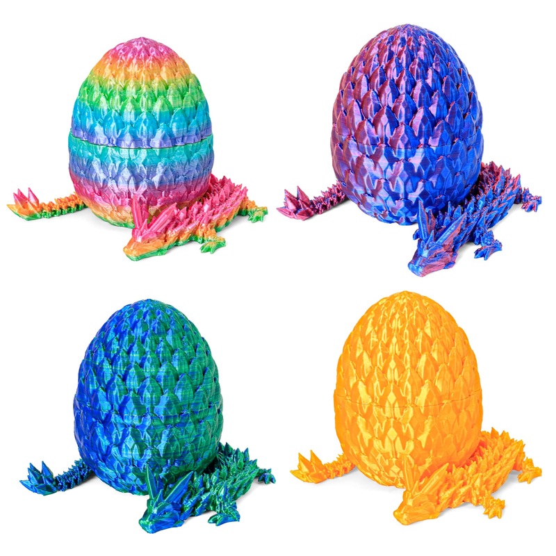 4 Pcs Dragon Egg, 3D Printed Dragon Eggs With Dragon Inside Surprise Mystery Easter Egg Fidget Toy, Articulated Crystal Toys For