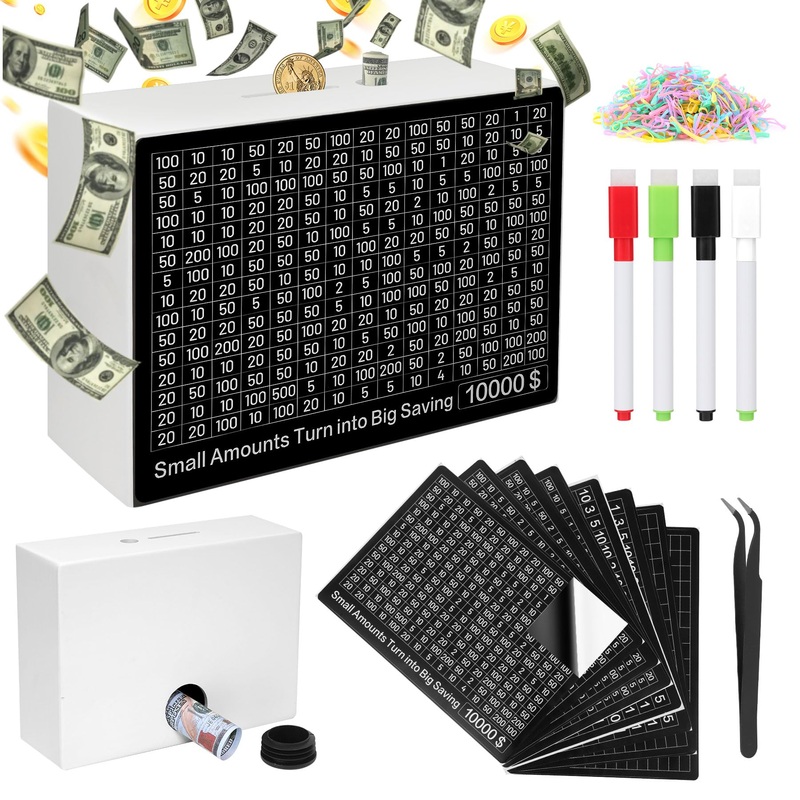 Cash Vault Wooden Savings Box 10000 And Multiple Savings Goals Larger Money Box Challenge Caja De Ahorros Piggy Bank For Adults