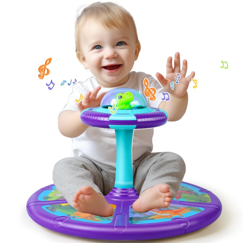 Dinosaur Toddler Sit And Spin Toy With Light And Music, 360 Spinning Seat Toy, Birthday Gift For Kids