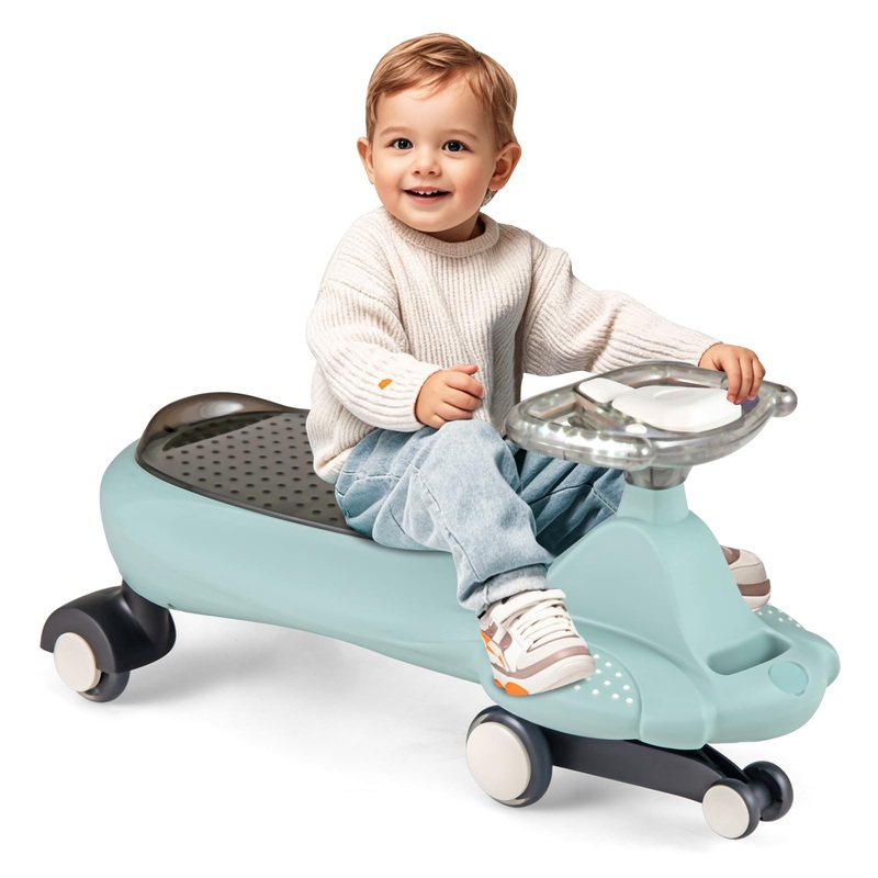 Honey Joy Wiggle Car, Swing Car With Under-Seat Storage & Hauling Rope, Led Pu Wheels, No Batteries, Music, Gears Or Pedals, Use