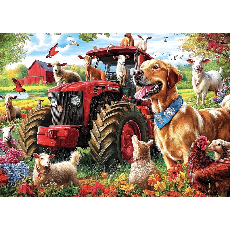 Miniwan 1000 Piece Farm Animals Jigsaw Puzzle – Classic Barnyard Scene, Challenging Adult Puzzle For Game Nights 27.5X19.7 Inch