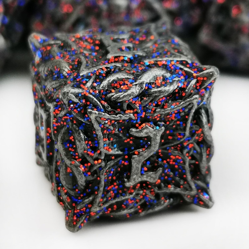 Mjdiceok Metal Dnd Flash Magic Vine Leaf Dice Set 7 Pcs Polyhedral D&D Dice Set Apply To Dunfgeons And Dragons Gift Role Playing