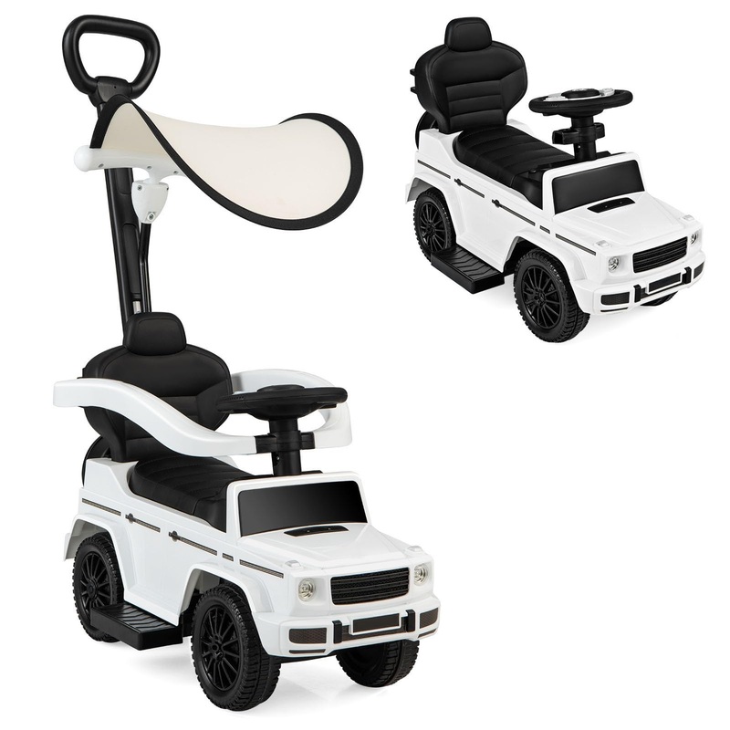Nightcore Push Car, Ride On Car With Removable Canopy, Backrest, Anti-Tipping Design, Retractable Footrest, Engine Sound, Safe G