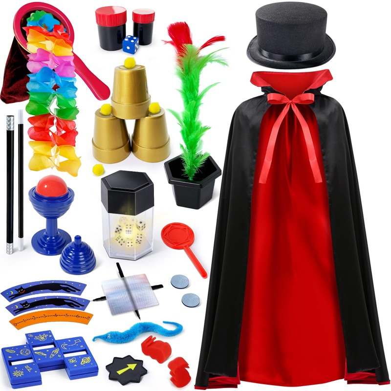 Patifeed Kids Magic Kit, Magician Costume For Pretend Play, Magic Set With Instructions For Each Trick For Kids Ages 6 7 8 9 10