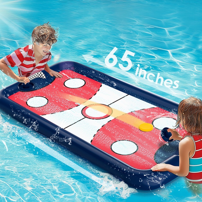 Pool Wave Kids Hockey Pool Game Toys, Big Inflatable Floating Water Play Swimming Toy, Fun Indoor Outdoor Activity Yard Beach Sp