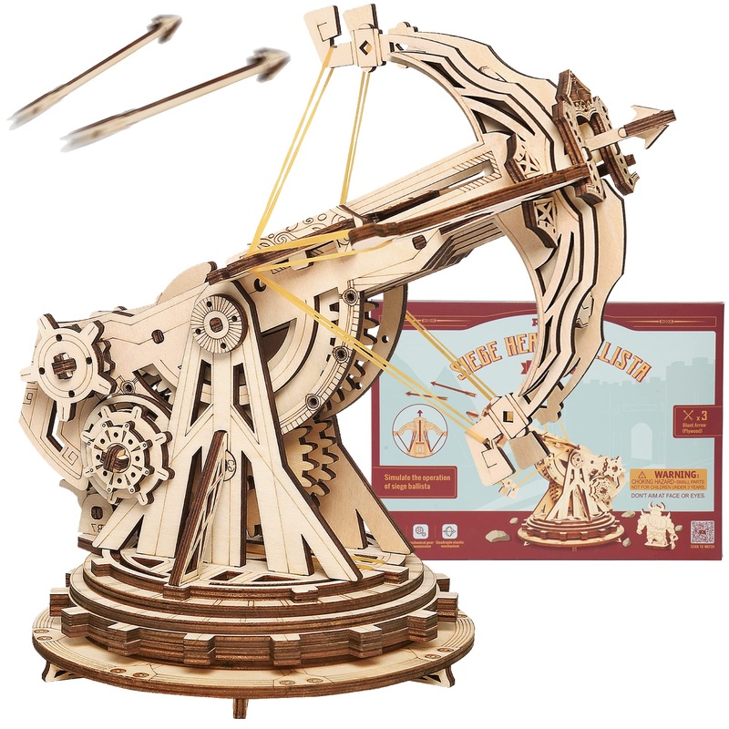Rokr Diy Wooden Catapult Kit-3D Wooden Puzzle For Adults-Wood Ballista Model Building Kit-Stem Gift For Boys And Girls