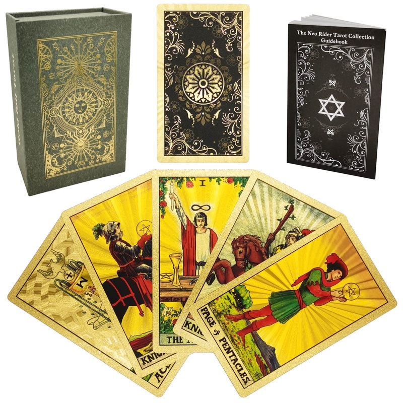 Smoostart 78 Tarot Cards With Guidebook, Pvc Waterproof Anti-Wrinkle Luxury Gold Foil Classic Tarot Cards Deck With Exquisite Bo