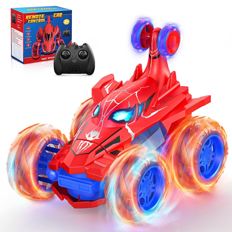 Spider Remote Control Car Rc Cars Toys,Cool Rechargeable Stunt Rc Car With 360 Flips 4Wd Wheel With Bright Light,Fun Outdoor Toy