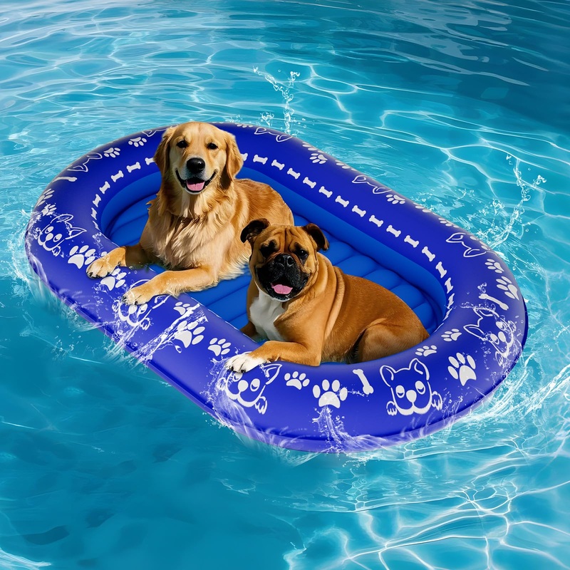 Toggloo 57”X35” Pool Float For Dogs, Non-Slip Pet Floating Mat For Pool, Extra Large Inflatable Raft For Small/Medium/Large Do