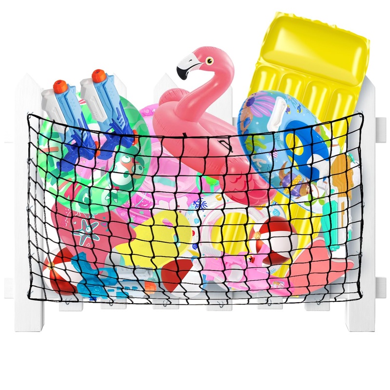 Vidoya Pool Storage Net, Pool Toy Net 71    X 47   , Elastic Mesh Net With 20 Hooks For Fence, Outdoor Pool Toy Storage For Nood