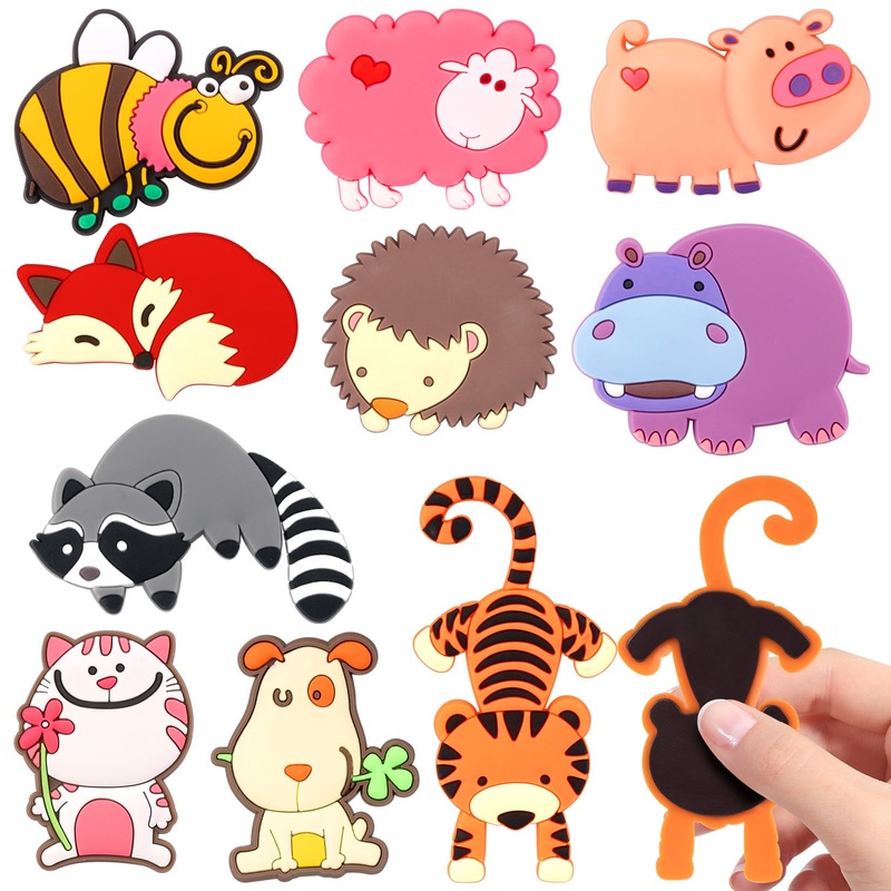 Vndueey Fridge Magnets, 10 Pack Cute Farm Animal Magnets, Fun Refrigerator Magnet Whiteboard Magnet, Full Back Magnetic Play Ani