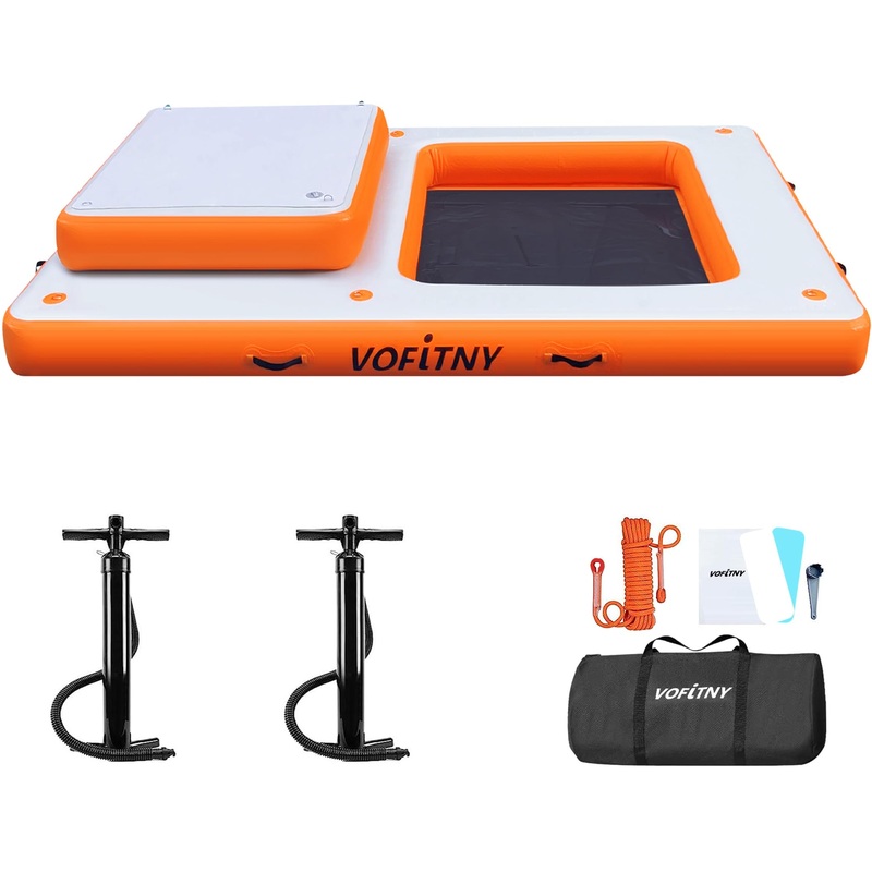 Vofitny Large Inflatable Floating Dock Water Mat Platform Island Lake Floats For Adults Up To 8 Person Water Recreation