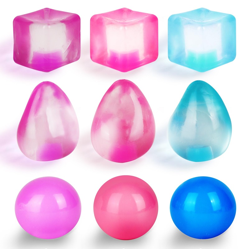 Wiysme Mini Sensory Fidget Toy Variety Pack – 9Pcs Squishable Squeeze Toy Set, 3Pack Mini Cube, Balls, Drops, Always Returns To