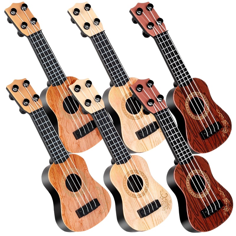 10 Inch Kids Mini Guitar 3 Pcs Toy Guitars 4 Strings Mini Ukulele Musical Instrument Guitars Toy For Toddler Beginner