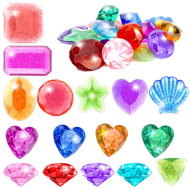 16 Pcs Diving Gems Pool Toys, Large Diamond Gem Pool Toys For Kids Ages 4-8-12, Colorful Pool Diving Toys, Swimming Gems Toys, U