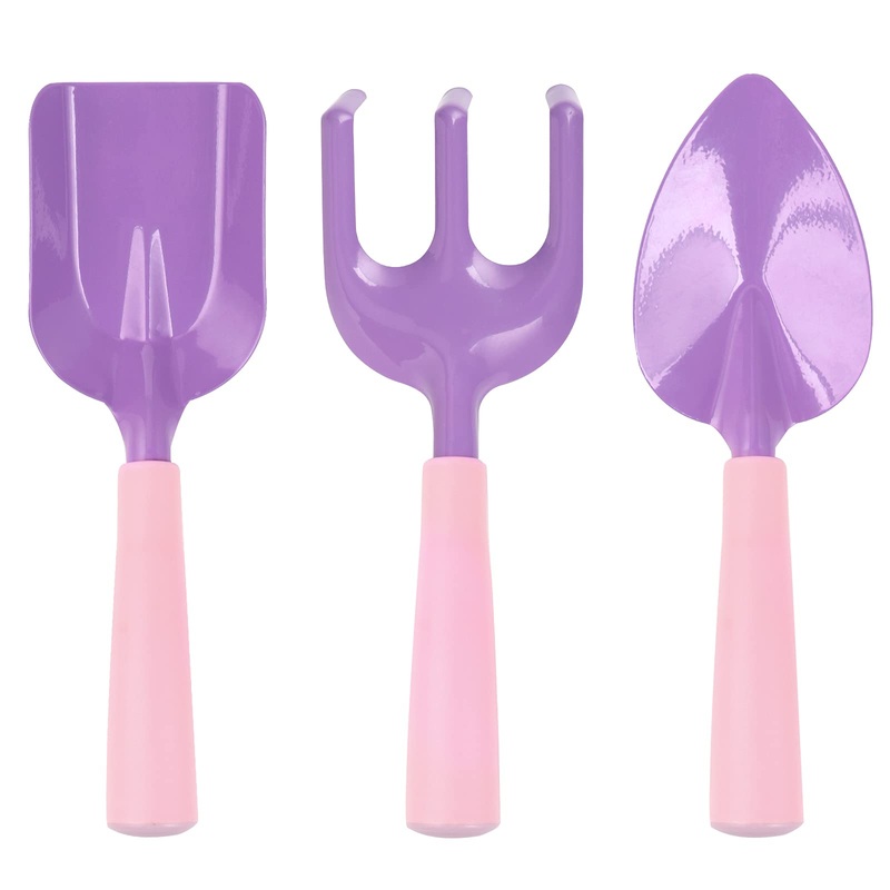 3 Pcs Kids Gardening Set Trowel Rake Shovel Children’S Garden Tools Pink Purple Kids Garden Tools Gardening Gifts For Kids Girls