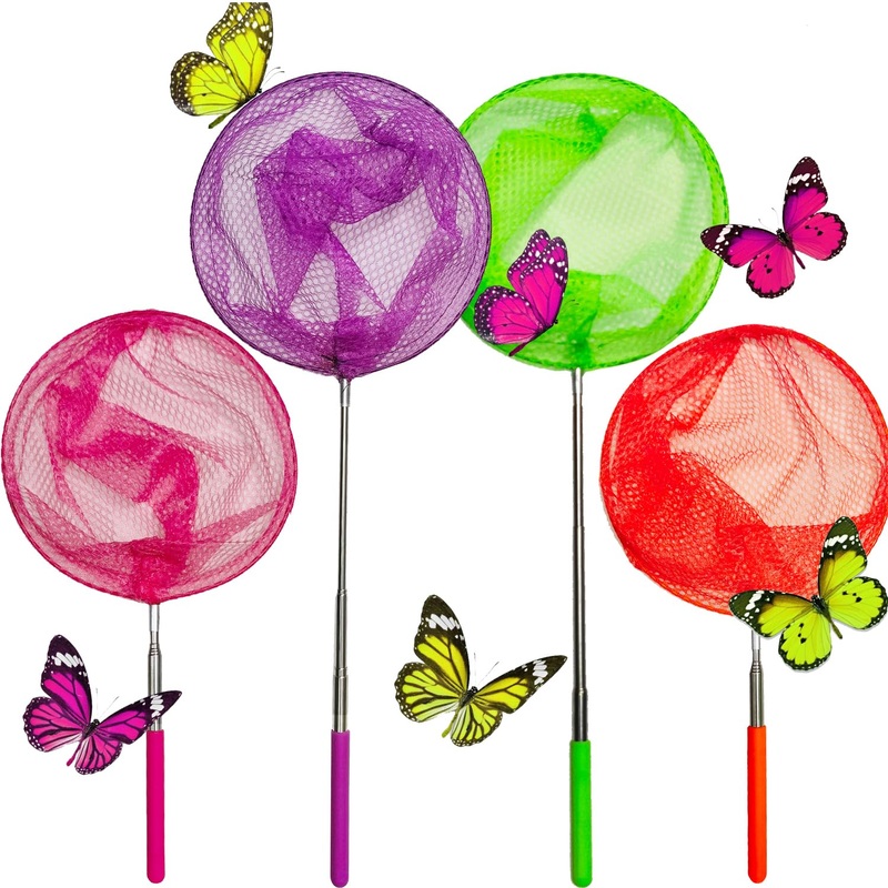 4 Pack Telescopic Butterfly Nets – Great For Catching Insects Bugs Fishing – Outdoor Toy For Kids Playing – Extendable From 6.8′