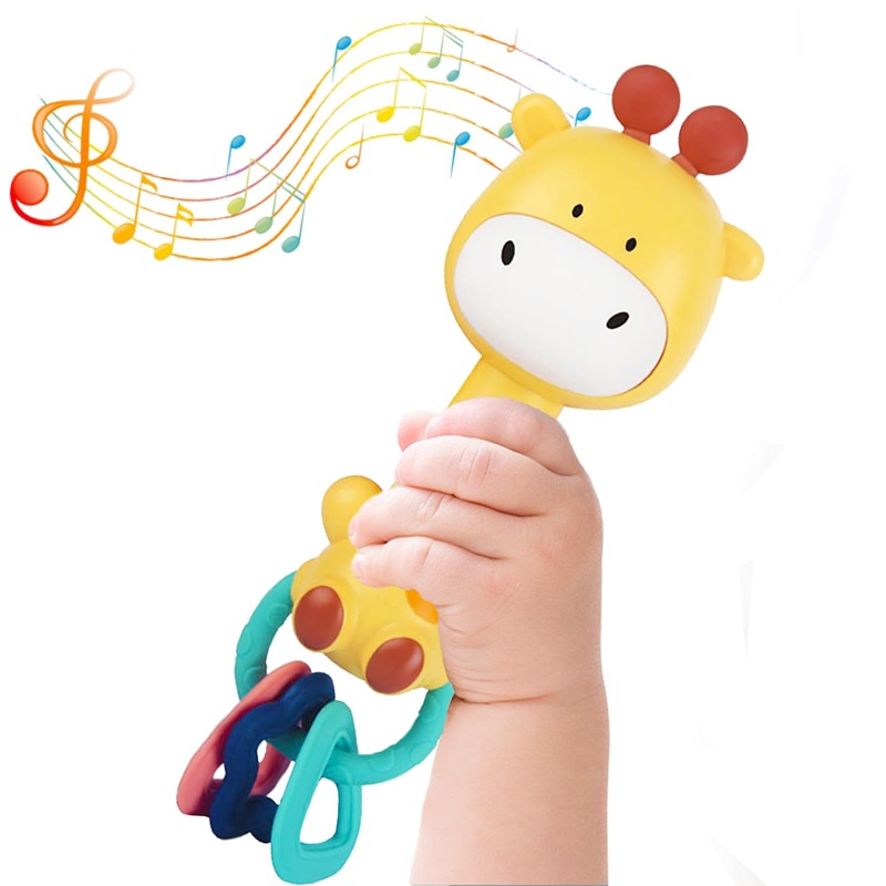 Baby Music Rattle, Teething Toys For Infants 6-12-18 Months Toddlers, Light-Up & Chew Sensory Toys For Baby Boy Girl Gifts (Gira