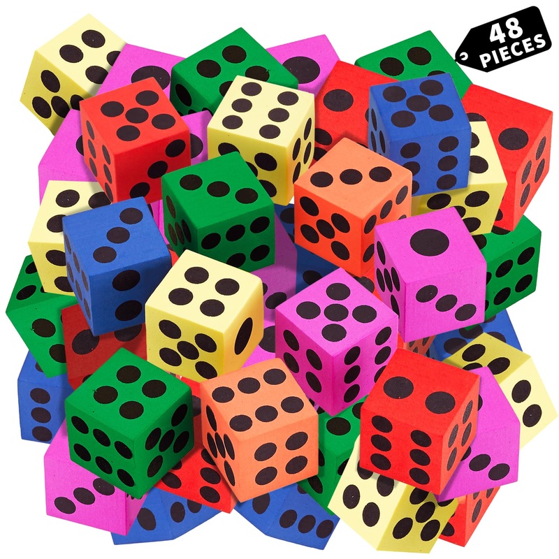 Big Foam Dice Set – 48-Pack, Jumbo, And Colorful Dice For Kids – Ideal For Boosting Math Skills, Great Gifts, And Party Fun