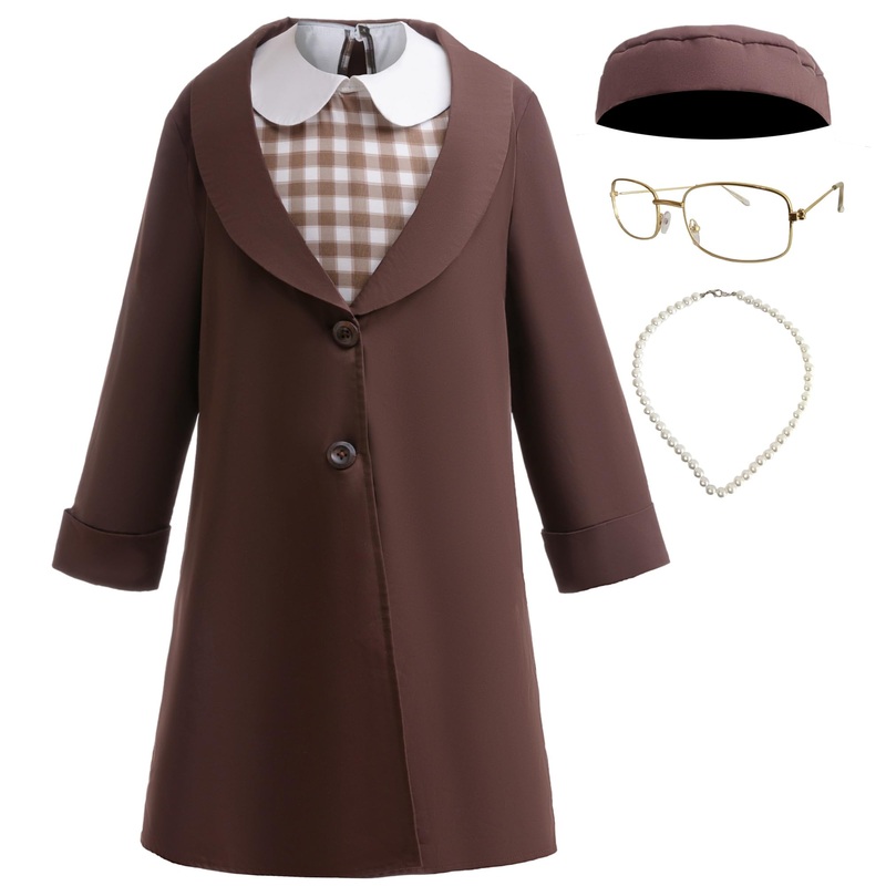 Coolproud Rosa Parks Costume For Girls American Historical Figures Costume Includes Coat Dress Glasses Hat And Necklace