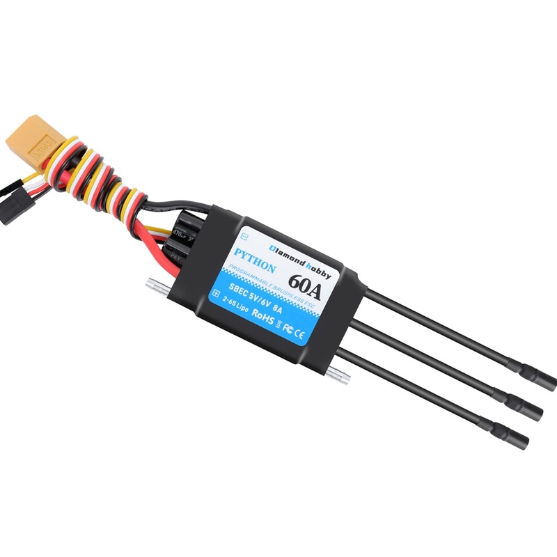 Dh 60A 2-6S Waterproof Brushless Esc Electronic Speed Controller With 5V/6V 8A Bec And Xt60 3.5Mm Banana Head Connector For Mode