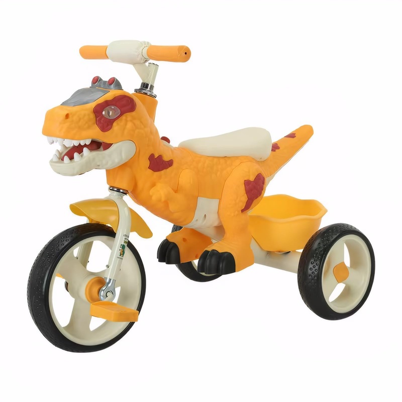 Dinosaur Kids Tricycle For Rider- Toddlers Kid Trike Bike Big Wheel With Music, Storage Basket,Indoor/Outdoor Preschool Daycare