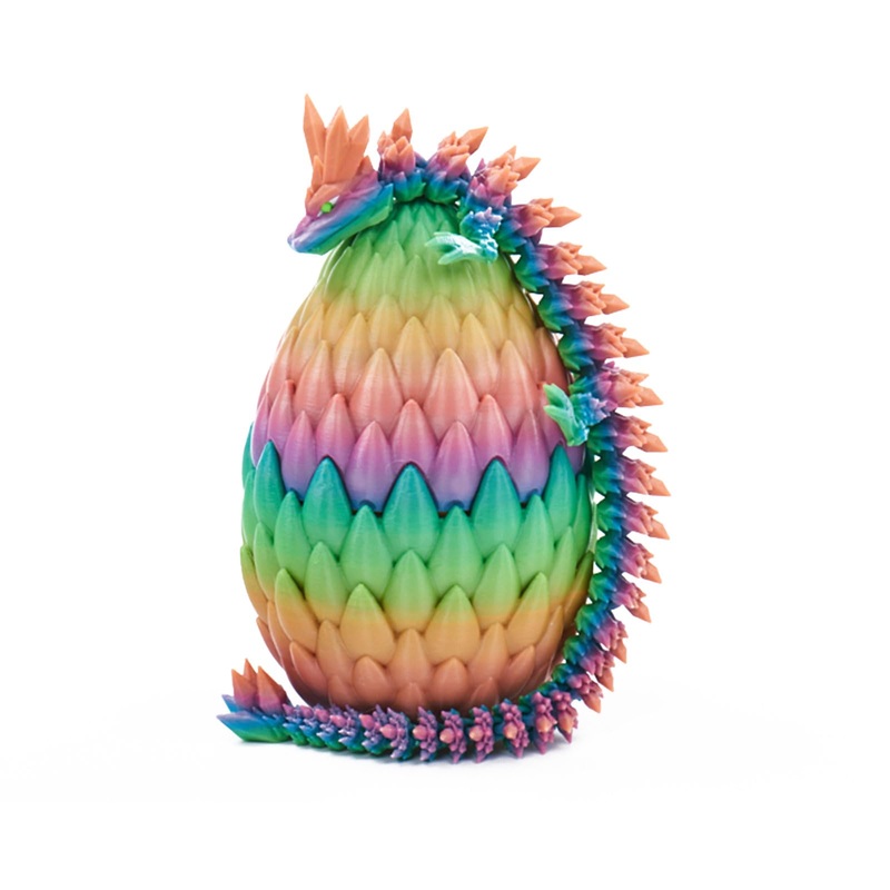 Exqdynm 3D Printed Dragon Egg Toy 12” Crystal Articulated Dragon Decor Collectible