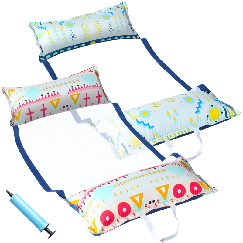 Finduwill 2 Pack Xl Inflatable Pool Floats Adults – Fabric Pool Hammock Floats, Pool Floaties With Pump, 4In1(Chair, Raft, Saddl