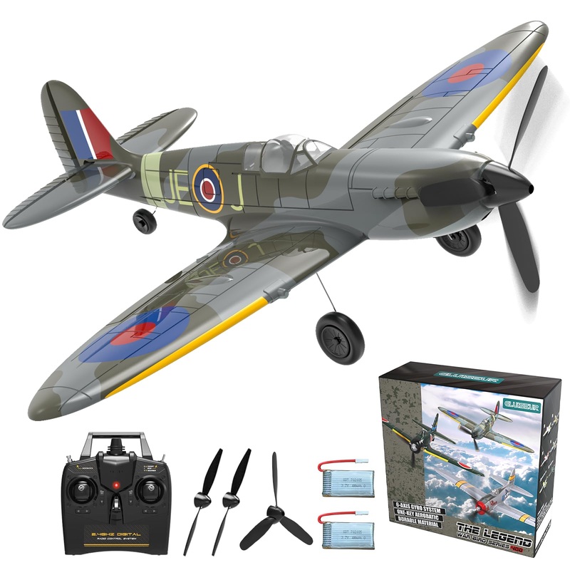 Gluiseur Remote Control Aircraft Plane, Spitfire V2 Rc Plane With 3 Modes For Easy U-Turns And Control For Adults & Kids (Blue)