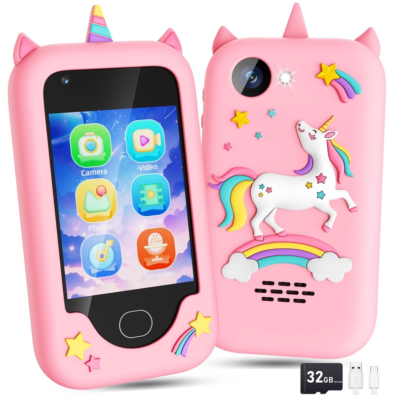 Gocina Kids Smart Phone For Girls – Christmas Birthday Gift Toy For Age 3-8, 2.8” Touchscreen Toddler Cell Phone With 32G Sd Ca