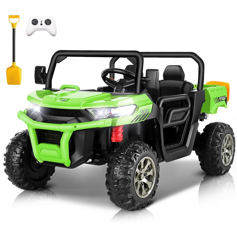 Hikole 24V Ride On Dump Truck With Electric Dump Bed, 2 Seater Ride On Truck Electric Car With Remote Control, Shovel, Music Pla