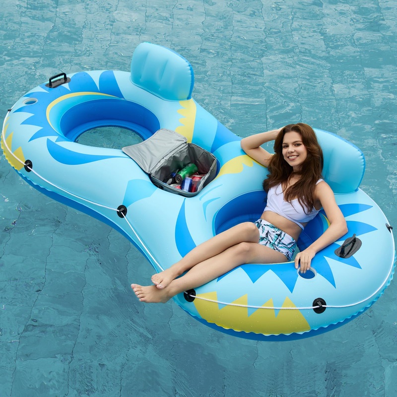 Jasonwell Inflatable River Tube Float – 2 Person Heavy Duty River Float Pool Floats With Removable Cooler Lake Water Tubes For F